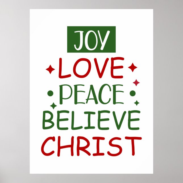 Affiche Joyeux Noël Joyeux Amour Paix Croire (Devant)