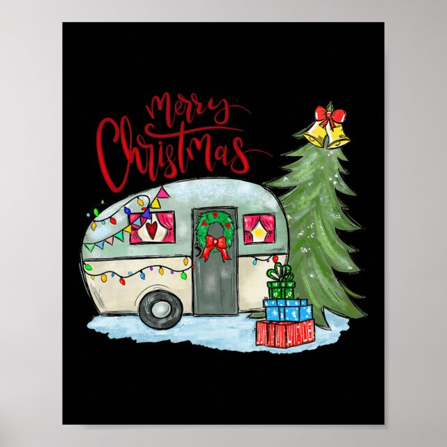 Affiche Joyeux Noël Joyeux Camper Fun Camping Vie Fami (Devant)