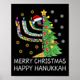Affiche Joyeux Noël Joyeux Hanoukka Joyeux juif