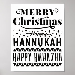 Affiche Joyeux Noël Joyeux Hanoukka Joyeux Kwanzaa