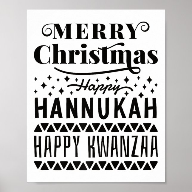Affiche Joyeux Noël Joyeux Hanoukka Joyeux Kwanzaa (Devant)