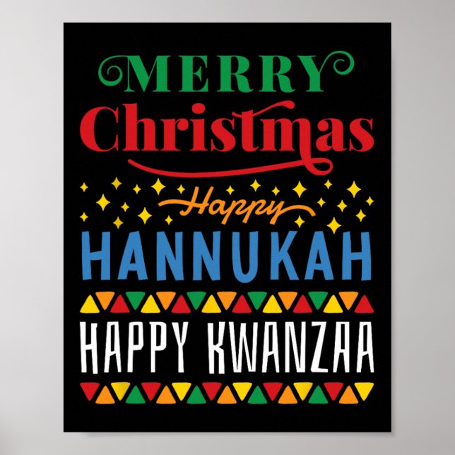 Affiche Joyeux Noël Joyeux Hanoukka Joyeux Kwanzaa 14 (Devant)