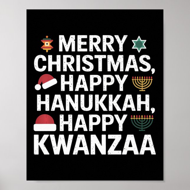 Affiche Joyeux Noël Joyeux Hanoukka Joyeux Kwanzaa 15 (Devant)