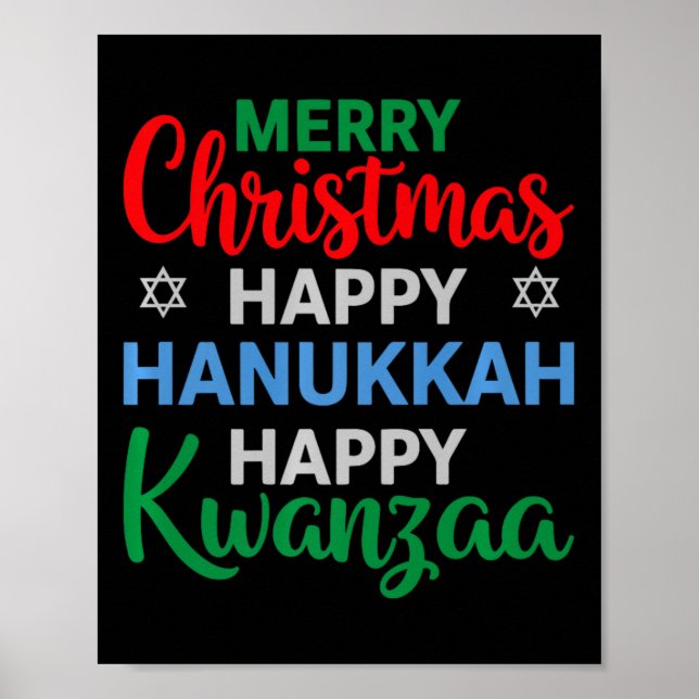 Affiche Joyeux Noël Joyeux Hanoukka Joyeux Kwanzaa 16 (Devant)