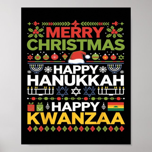 Affiche Joyeux Noël Joyeux Hanoukka Joyeux Kwanzaa 17 (Devant)