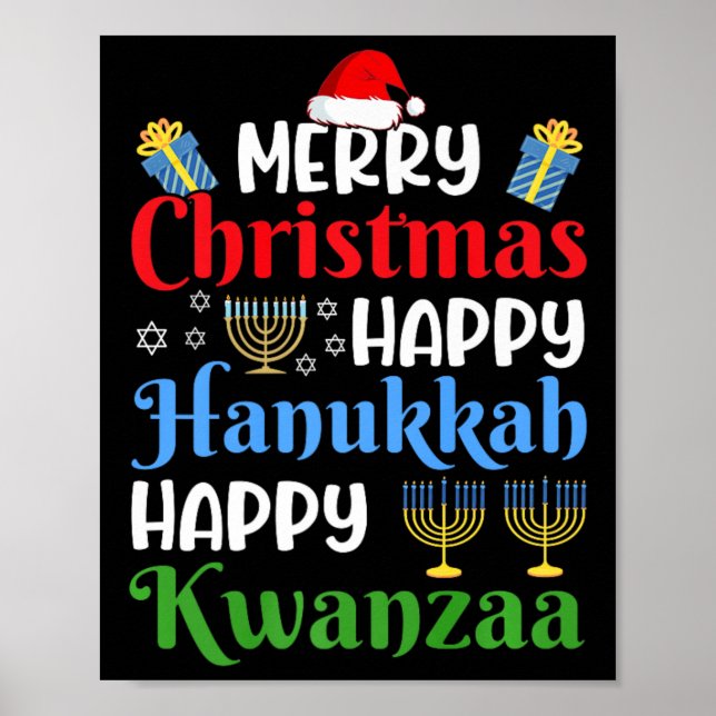 Affiche Joyeux Noël Joyeux Hanoukka Joyeux Kwanzaa 18 (Devant)
