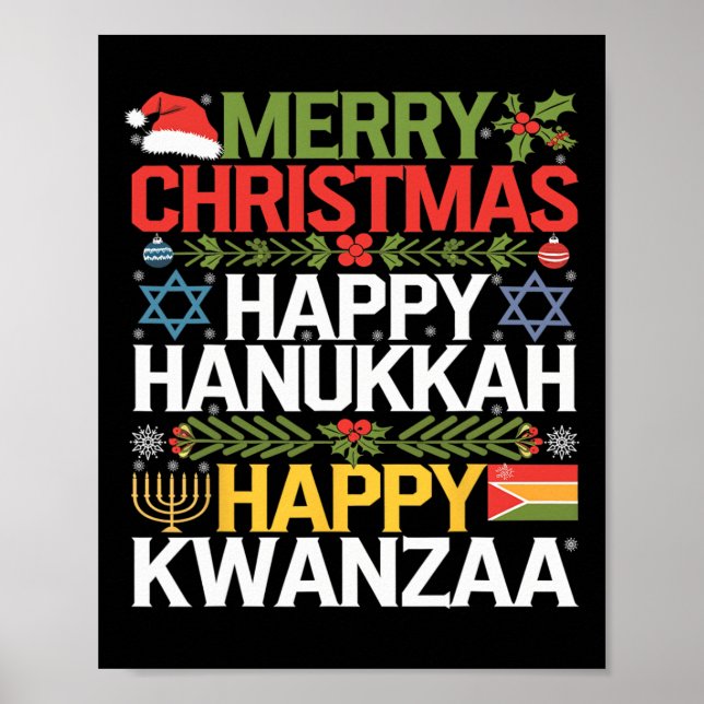 Affiche Joyeux Noël Joyeux Hanoukka Joyeux Kwanzaa 18 (Devant)