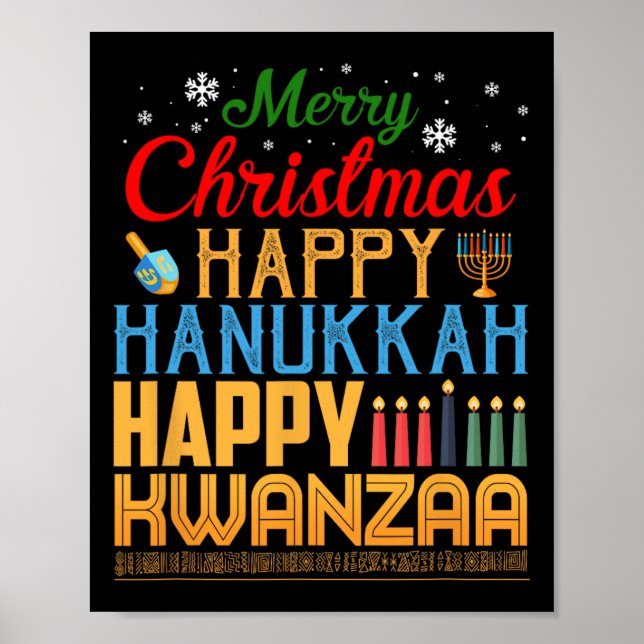 Affiche Joyeux Noël Joyeux Hanoukka Joyeux Kwanzaa 19 (Devant)