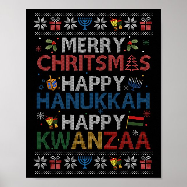 Affiche Joyeux Noël Joyeux Hanoukka Joyeux Kwanzaa 6 (Devant)