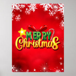Affiche Joyeux Noël Joyeux Noël Joyeux Noël Rouge Vert Fêt
