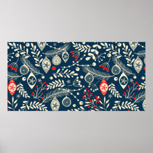 Affiche Joyeux Noël, Joyeux Nouvel An sans couture motif w