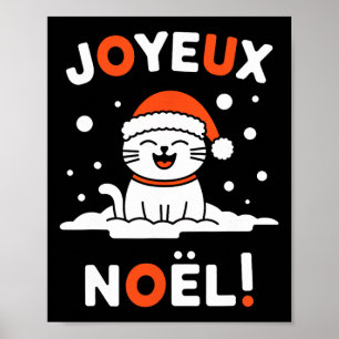 Affiche Joyeux Noël Khao Manee Chat blanc Noël Père Noël 2