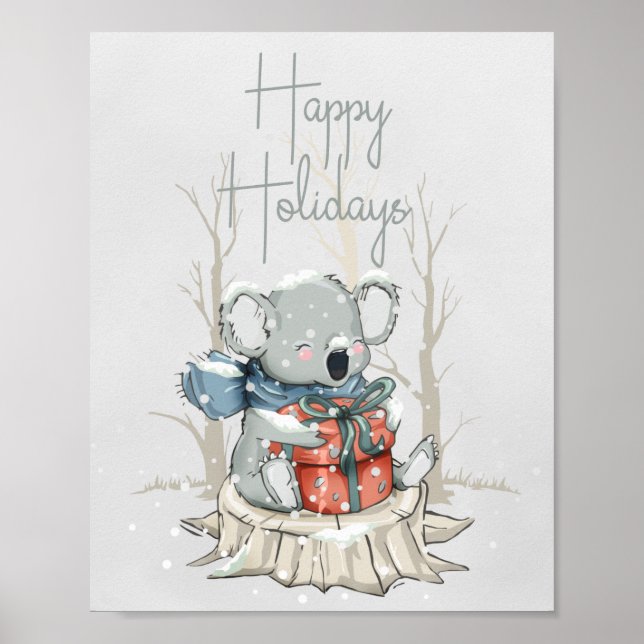 Affiche Joyeux Noël Koala Joyeuses Fêtes (Devant)