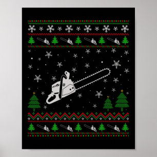 Affiche Joyeux Noël laid pour les amateurs de tronçonneuse