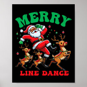 Affiche Joyeux Noël Line Dance Line Dancing Père Noël Et