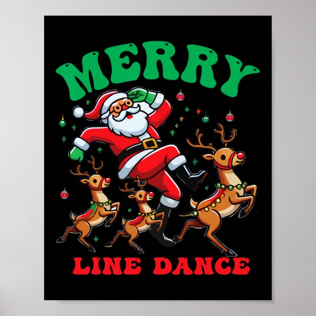 Affiche Joyeux Noël Line Dance Line Dancing Père Noël Et (Devant)