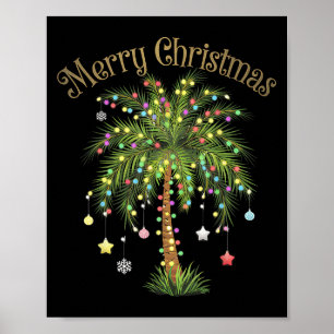 Affiche Joyeux Noël Lumière de palmier Hawaïen Trocal Ch