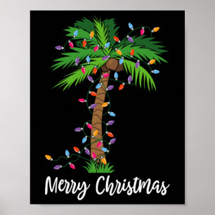 Affiche Joyeux Noël Lumières Palm Tree Beach Noël Pyjama