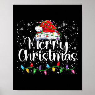 Affiche Joyeux Noël Lumières Rouge Noël Chapeau Noël Famil