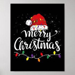 Affiche Joyeux Noël Lumières Rouge Noël Chapeau Noël Famil