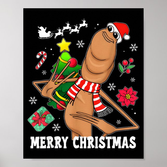 Affiche Joyeux Noël Marcus The Worm Drôle Dérangé Mème (Devant)
