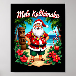 Affiche Joyeux Noël Mele Kalikimaka Trocal Hawaïen Père No