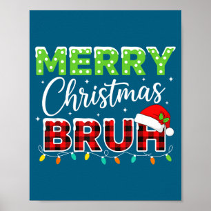 Affiche Joyeux Noël Merry Christmas Bruh Buffalo à carreau