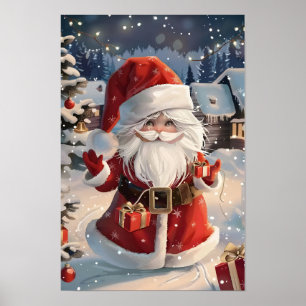 Affiche Joyeux Noël mignon Père Noël