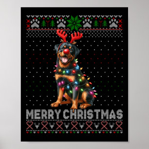 Affiche Joyeux Noël mignon Rottweiler Amoureux des chiens
