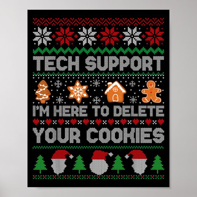 Affiche Joyeux Noël Moche Drôle Tech Suprt Ici Pour Suppri (Devant)