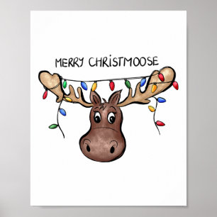 Affiche Joyeux Noël Moose Xmas Lover Holiday