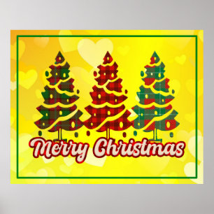 Affiche Joyeux Noël Motif Arbres à carreaux de Buffalo -42