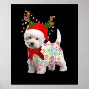 Affiche Joyeux Noël Noël Noël Westie Chien Reindeer Cospla