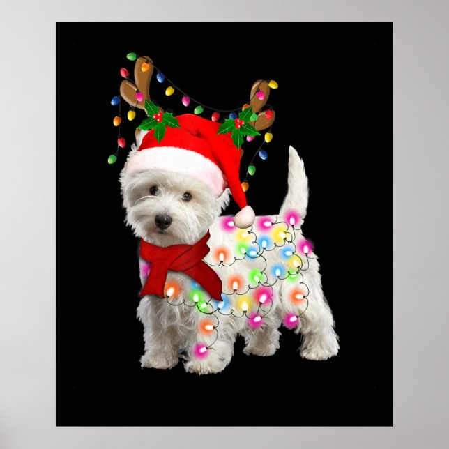 Affiche Joyeux Noël Noël Noël Westie Chien Reindeer Cospla (Devant)