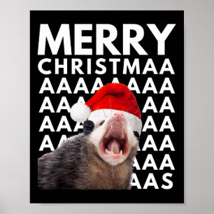 Affiche Joyeux Noël Opossum Criant Amusement Hommes Femmes