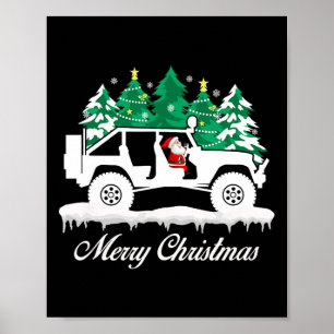 Affiche Joyeux Noël Père Noël Conduite 4x4 Hors route Ve
