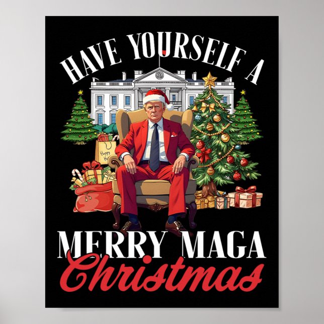 Affiche Joyeux Noël Père Noël Drôle Trump (Devant)