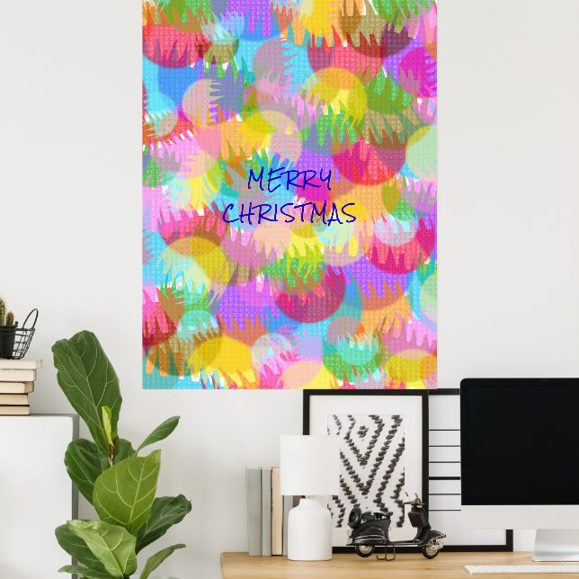 AFFICHE JOYEUX NOËL PERSONNALISÉ AUX COULEURS ÉCLATANTES (Bureau à domicile)