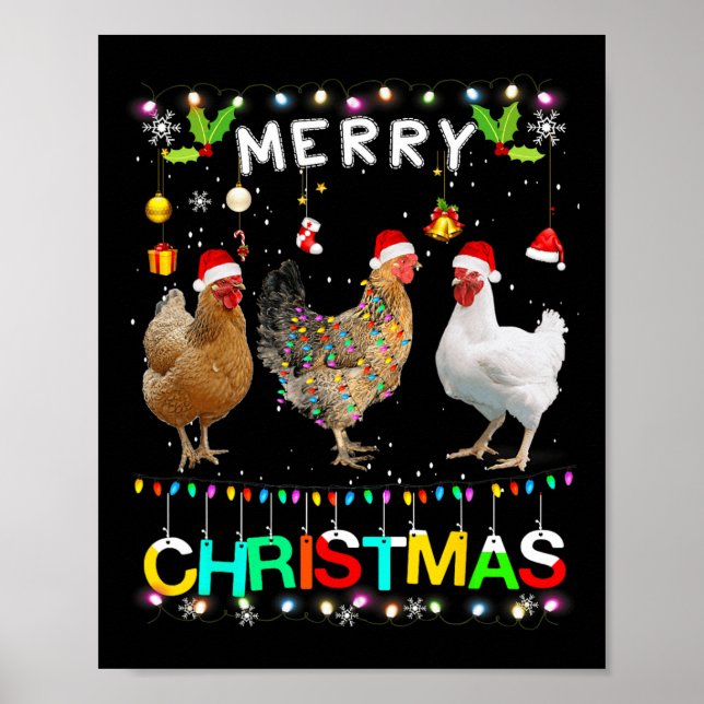 Affiche Joyeux Noël Poulet de Noël Feu de Noël Feu de Noël (Devant)