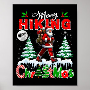 Affiche Joyeux Noël Randonnée Santa coloré de Noël Arbre L