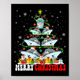 Affiche Joyeux Noël Reindeer Elf Père Noël Cruise Ships Xm