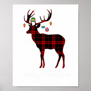 Affiche Joyeux Noël Reindeer Red Plaid Snowflake Famille