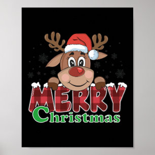 Affiche Joyeux Noël Reindeer Xmas Famille Enfants Hommes F