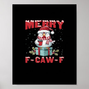 Affiche Joyeux Noël Rétro Poulet F-Caw-F