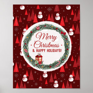 Affiche Joyeux Noël rouge moderne