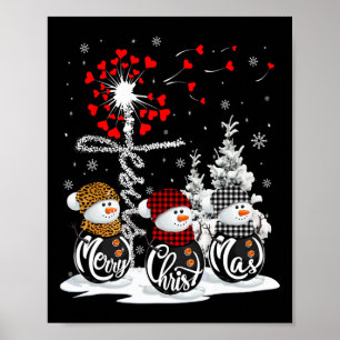 Affiche Joyeux Noël Snowman Leopard Buffalo Red Plaid