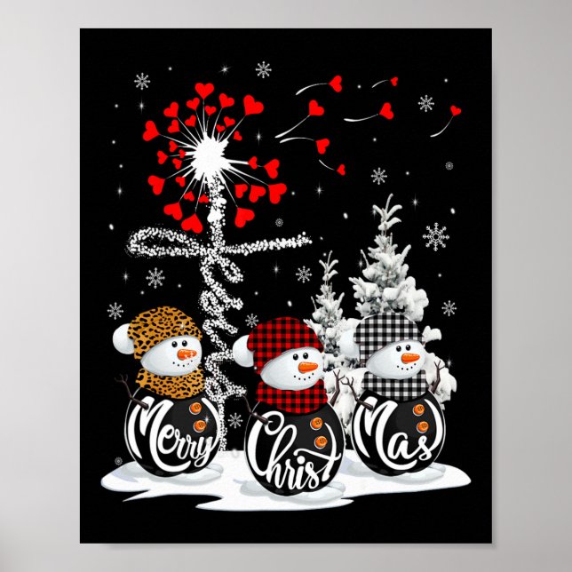 Affiche Joyeux Noël Snowman Leopard Buffalo Red Plaid (Devant)