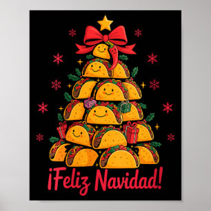 Affiche Joyeux Noël Tacos Femme Arbre Feliz Navidad Me