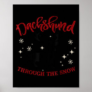 Affiche Joyeux Noël Teckel Chien Dans La Neige