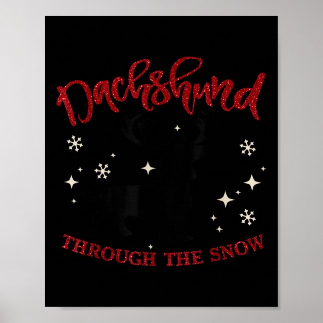 Affiche Joyeux Noël Teckel Chien Dans La Neige  (Devant)